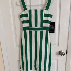 Tuckernuck Green & White Striped Hooper Denim Midi Dress XS